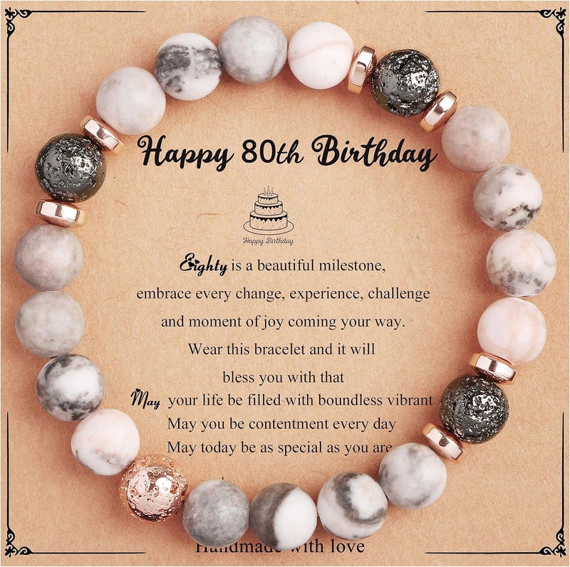 Yiyang 13th 16th 18th 21st 25th 30th 35th 40th 45th 50th 60th 65th 70th 75th 80th Birthday Gifts for Women, Natural Stone Bracelet Birthday Gifts for Women Mom Daughter Grandma Sister Coworker - Image 1